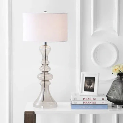 Jonathan Y Madeline 35" Curved Glass Led Table Lamp In Smoke Gray