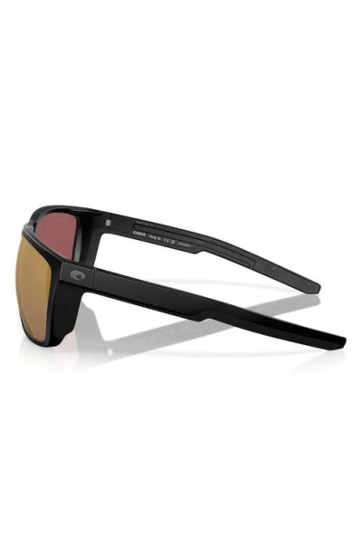 Costa Del Mar 59mm Polarized Square Sunglasses In Matte Black/gold Mirror