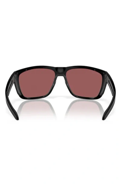 Costa Del Mar 59mm Polarized Square Sunglasses In Matte Black/gold Mirror