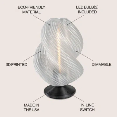 Jonathan Y Gema 13.5" Mid-century Coastal Plant-based Pla 3d Printed Dimmable Led Table Lamp In Light Smoke/black