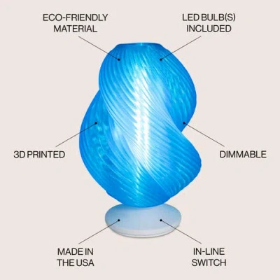 Jonathan Y Gema 13.5" Mid-century Coastal Plant-based Pla 3d Printed Dimmable Led Table Lamp, Dark Smoke/black In Clear Blue/white