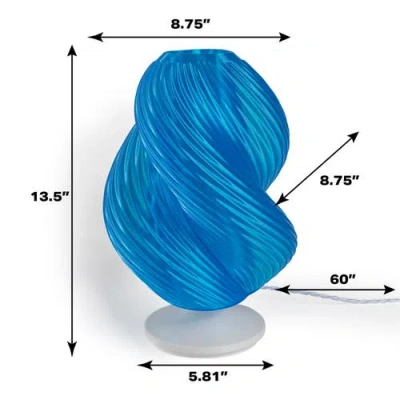 Jonathan Y Gema 13.5" Mid-century Coastal Plant-based Pla 3d Printed Dimmable Led Table Lamp, Dark Smoke/black In Clear Blue/white