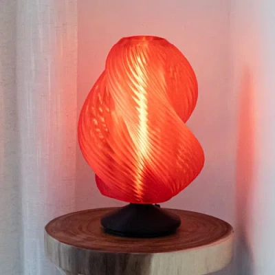 Jonathan Y Gema 13.5" Mid-century Coastal Plant-based Pla 3d Printed Dimmable Led Table Lamp In Clear Red/black