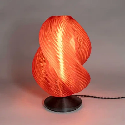 Jonathan Y Gema 13.5" Mid-century Coastal Plant-based Pla 3d Printed Dimmable Led Table Lamp In Clear Red/black