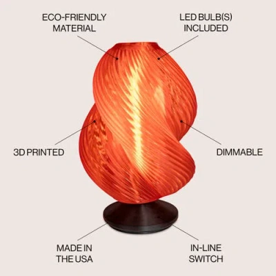 Jonathan Y Gema 13.5" Mid-century Coastal Plant-based Pla 3d Printed Dimmable Led Table Lamp In Clear Red/black