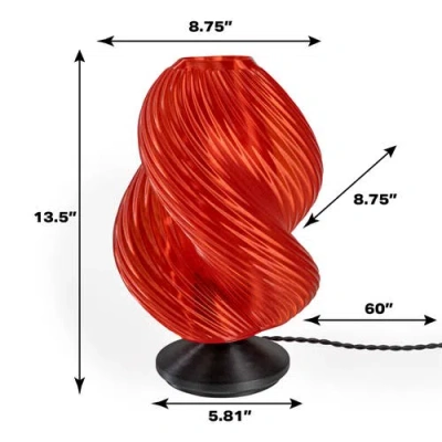 Jonathan Y Gema 13.5" Mid-century Coastal Plant-based Pla 3d Printed Dimmable Led Table Lamp In Clear Red/black