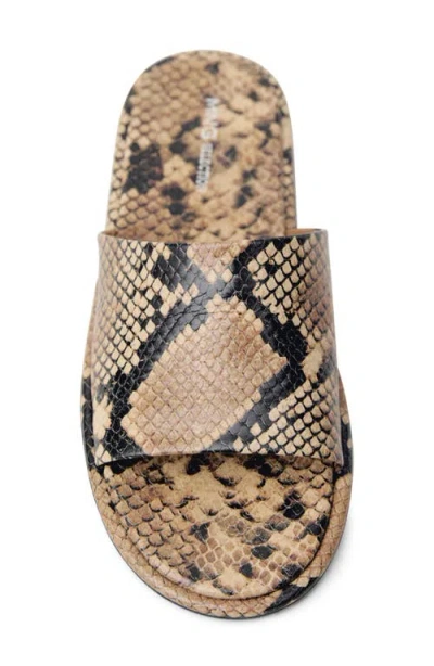 Mango Snake Embossed Slide Sandal In Beige