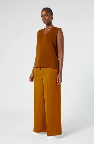 Marina Rinaldi Enigma Wide Leg Pants In Brown Orange