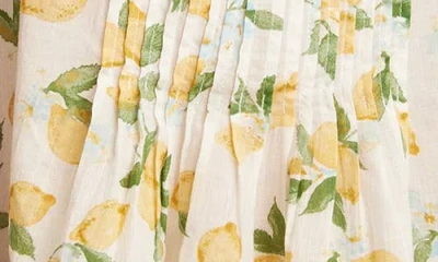 Lucky Brand Pleated Babydoll Top In Lemon Multi