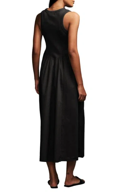 Next Mixed Media Cotton Blend Midi Dress In Black
