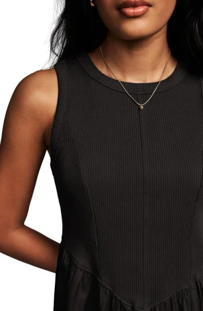 Next Mixed Media Cotton Blend Midi Dress In Black