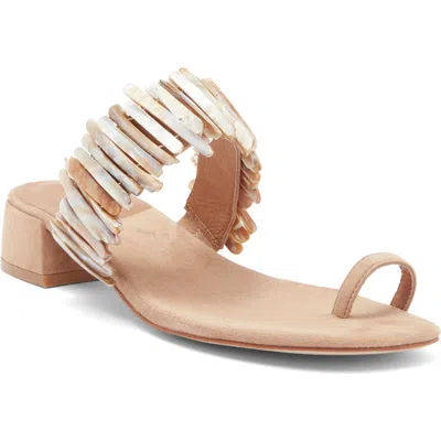 Jeffrey Campbell Undine Toe Loop Sandal In Beige Suede Combo