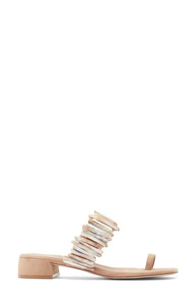 Jeffrey Campbell Undine Toe Loop Sandal In Beige Suede Combo