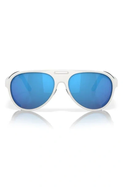 Costa Del Mar 59mm Polarized Pilot Sunglasses In Hull White/blue Mirror