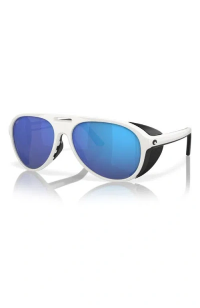Costa Del Mar 59mm Polarized Pilot Sunglasses In Hull White/blue Mirror