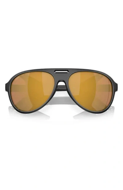 Costa Del Mar 59mm Polarized Pilot Sunglasses In Matte Black/gold Mirror