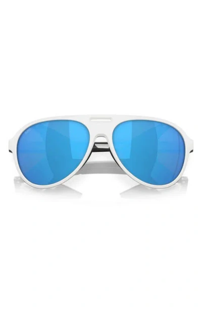 Costa Del Mar 59mm Polarized Pilot Sunglasses In Hull White/blue Mirror