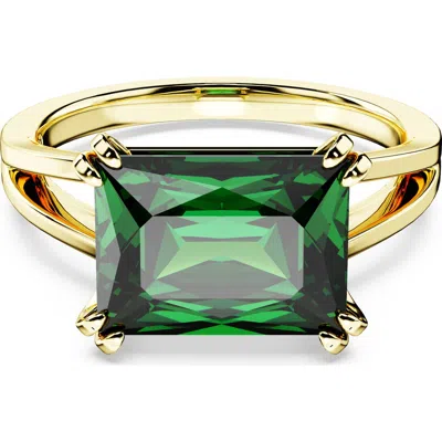 Swarovski Matrix Rectangular Cut Cocktail Ring In Green