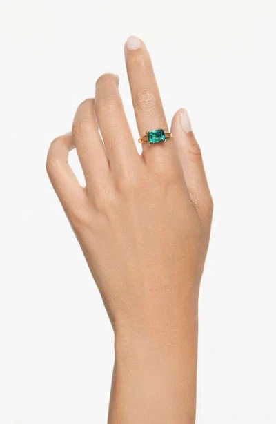 Swarovski Matrix Rectangular Cut Cocktail Ring In Green