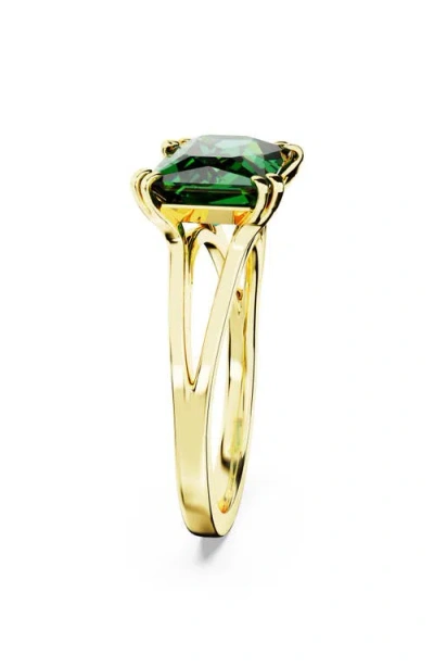 Swarovski Matrix Rectangular Cut Cocktail Ring In Green