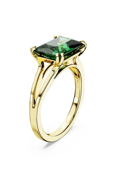 Swarovski Matrix Rectangular Cut Cocktail Ring In Green