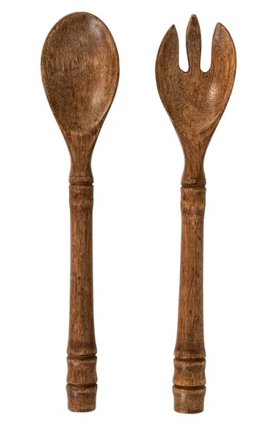 Juliska Bilbao Wood Set Of 2 Salad Servers In Brown