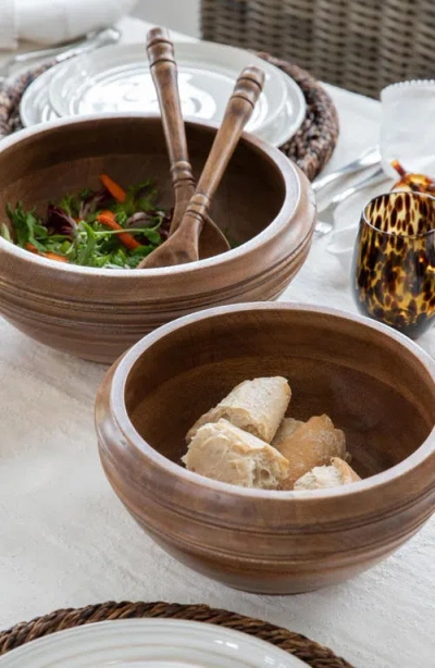 Juliska Bilbao Wood Set Of 2 Salad Servers In Brown