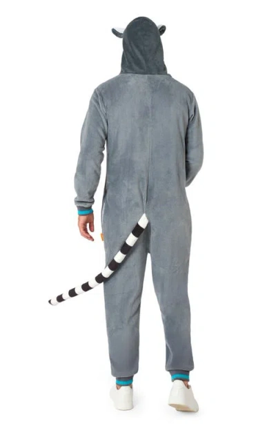 Opposuits Lemur Hooded Fleece Costume Jumpsuit In Grey