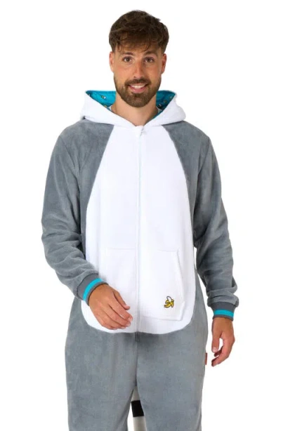 Opposuits Lemur Hooded Fleece Costume Jumpsuit In Grey