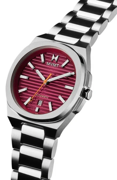 Mvmt Men's Odyssey Ii Automatic Silver Tone Stainless Steel Bracelet Watch, 40mm In Red