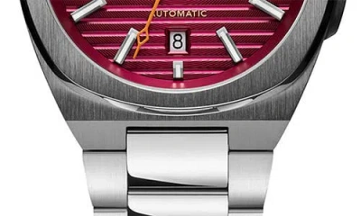 Mvmt Men's Odyssey Ii Automatic Silver Tone Stainless Steel Bracelet Watch, 40mm In Red