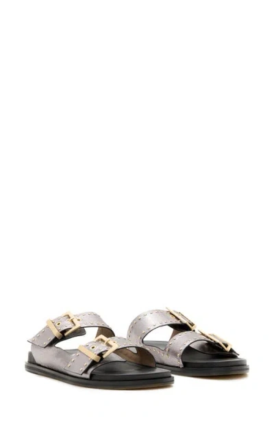 Allsaints Goat Leather Magda Studded Leather Sandals In Silver