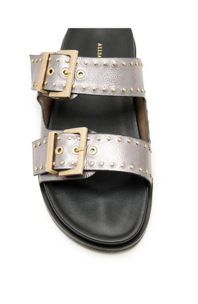 Allsaints Goat Leather Magda Studded Leather Sandals In Silver