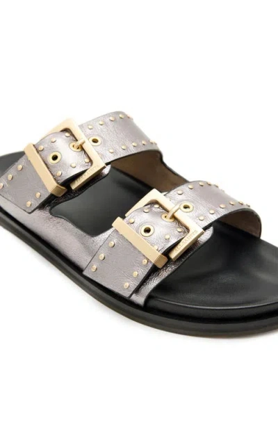 Allsaints Goat Leather Magda Studded Leather Sandals In Silver