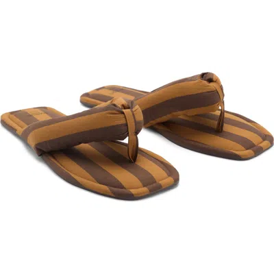 Mango Stripe Puffer Flip Flop In Brown