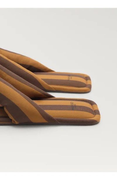Mango Stripe Puffer Flip Flop In Brown