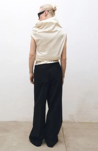 Mango Drawstring Wide Leg Pants In Black