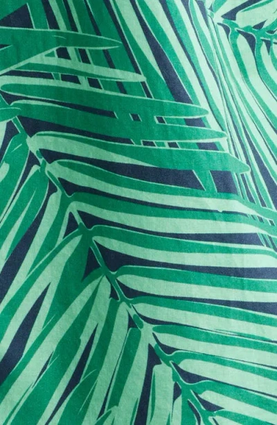 Brooks Brothers Regular Fit Palm Leaf Print Cotton Poplin Camp Shirt In Green/navy