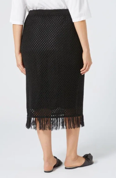 Marina Rinaldi Alca Open Stitch Midi Sweater Skirt In Black