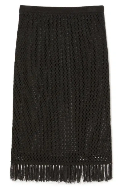Marina Rinaldi Alca Open Stitch Midi Sweater Skirt In Black