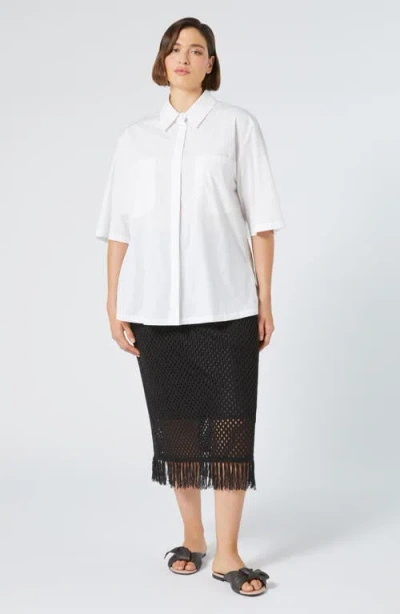 Marina Rinaldi Alca Open Stitch Midi Sweater Skirt In Black