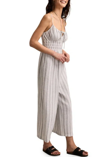 Lucky Brand Stripe Wide Leg Jumpsuit In Grey Stripe
