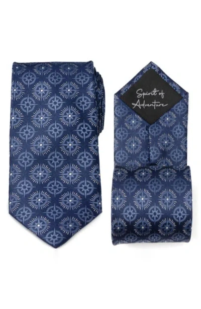 Cufflinks, Inc . Compass Hidden Message Silk Tie In Blue