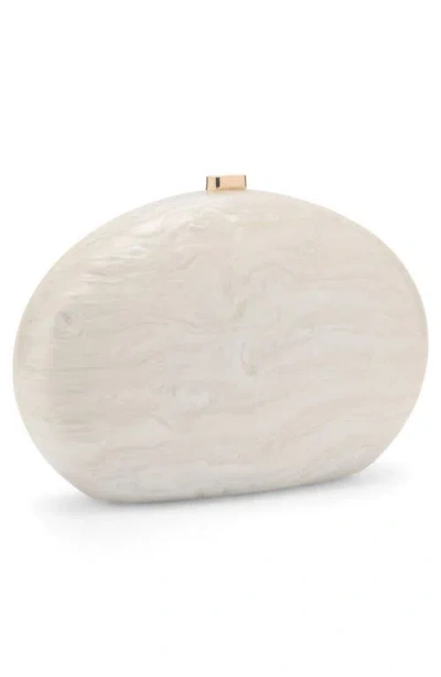 Mango Oval Frame Clutch In Ivory White