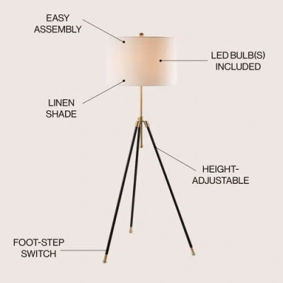 Jonathan Y Lucius 67" Adjustable Metal Led Floor Lamp, Black/brass In Black/brass Gold