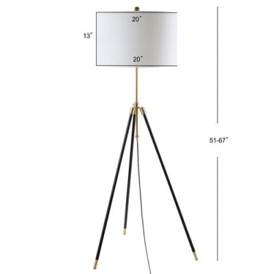 Jonathan Y Lucius 67" Adjustable Metal Led Floor Lamp, Black/brass In Black/brass Gold