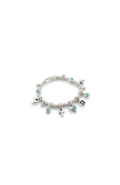 Unode50 Sterling Plated Beaded Bracelet With Charms In Silver