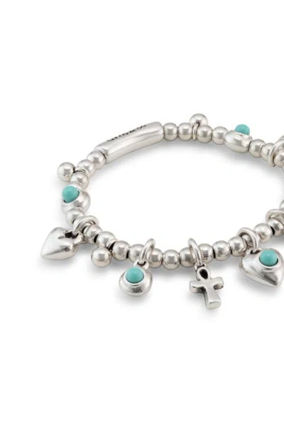 Unode50 Sterling Plated Beaded Bracelet With Charms In Silver