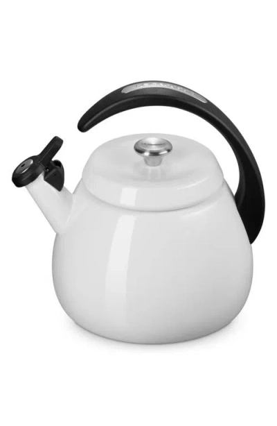 Le Creuset 2.2-quart Enameled Stainless Steel Whistling Cloche Kettle In White