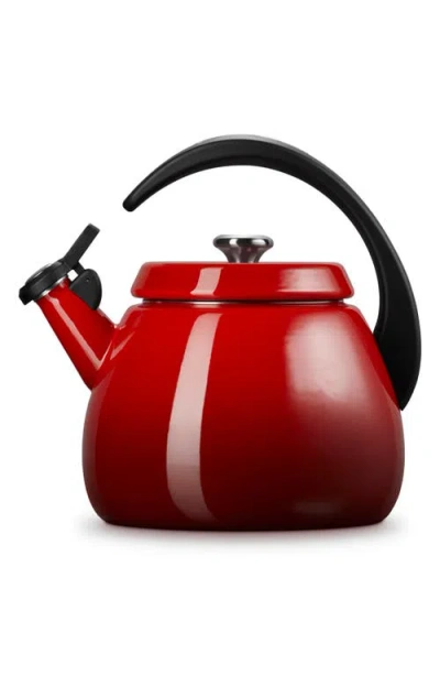 Le Creuset 2.2-quart Enameled Stainless Steel Whistling Cloche Kettle In Cerise